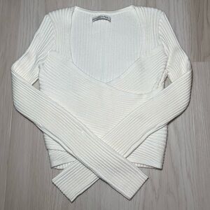 Abercrombie & Fitch Cream Ribbed Knit Sweater